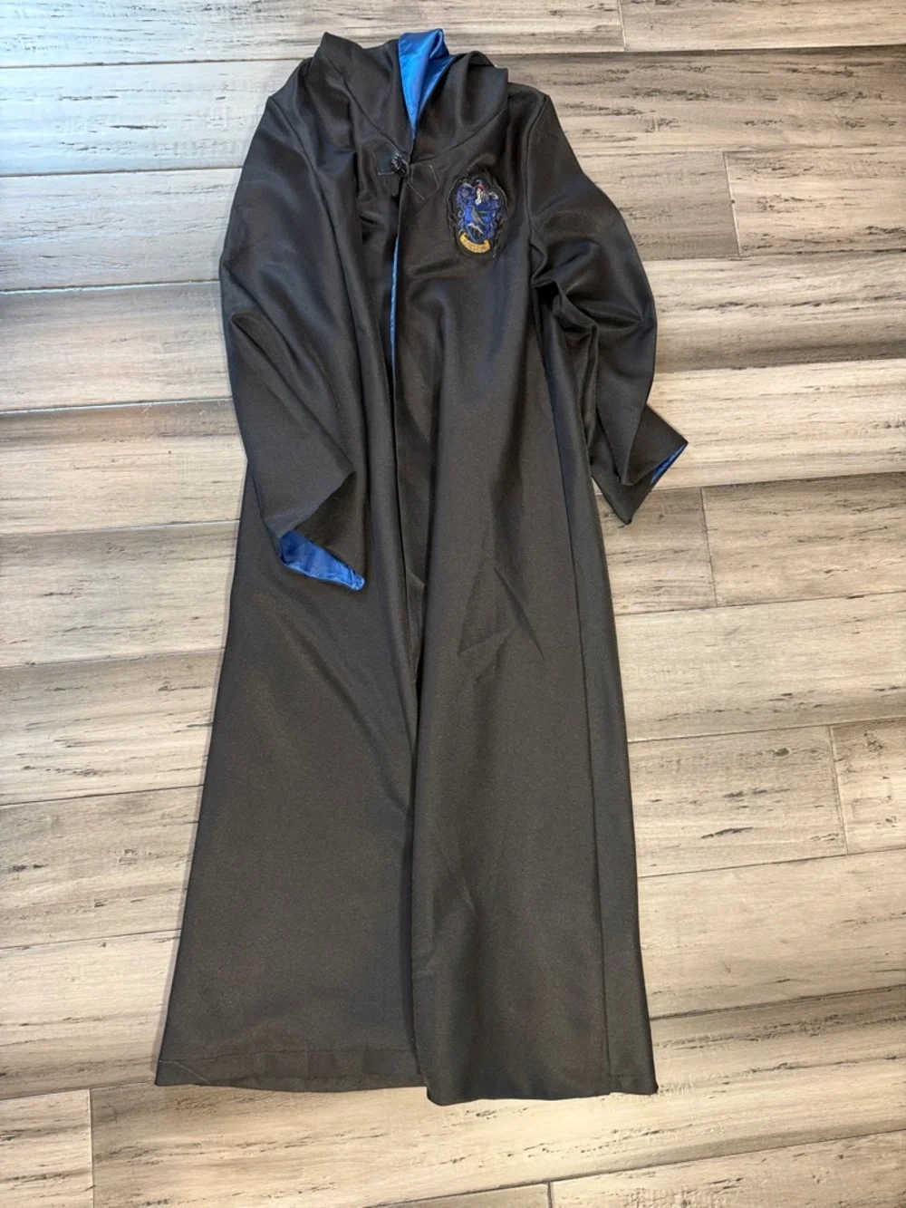 NWOT Harry Potter Black Hooded Robe with Royal Blue  Satin Lining